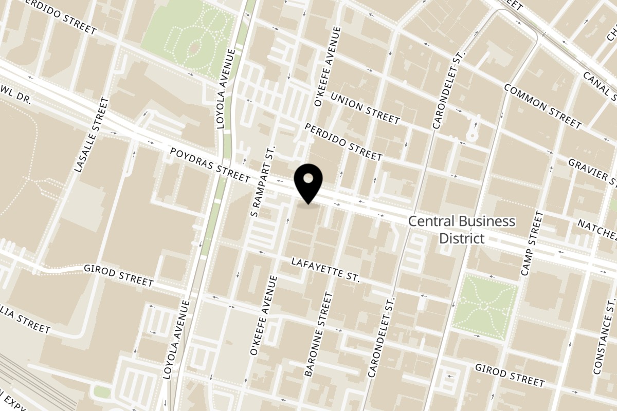 Map showing the location of Taquerias Carnalito on 930 Poydras St Ste 100 in New Orleans